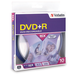 Verbatim DVD+R 4.7GB 16x 10pk Spindle Box 95032