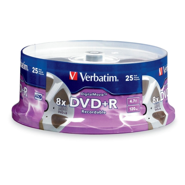 Verbatim DigitalMovie DVD+R 4.7GB 8x 25pk Spindle 94865
