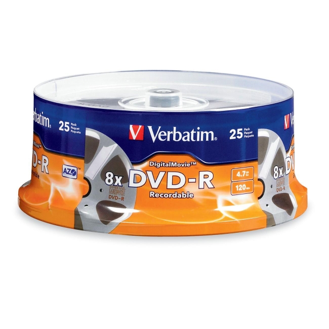 Verbatim DigitalMovie DVD-R 4.7GB 8x 25pk Spindle 94866