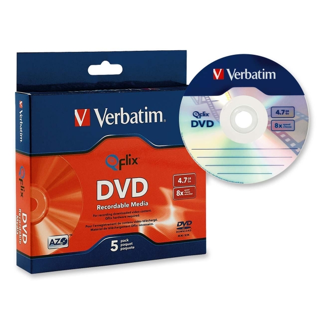 Verbatim DVD-R 4.7GB 8x Qflix Media 5pk Slim Case 96747