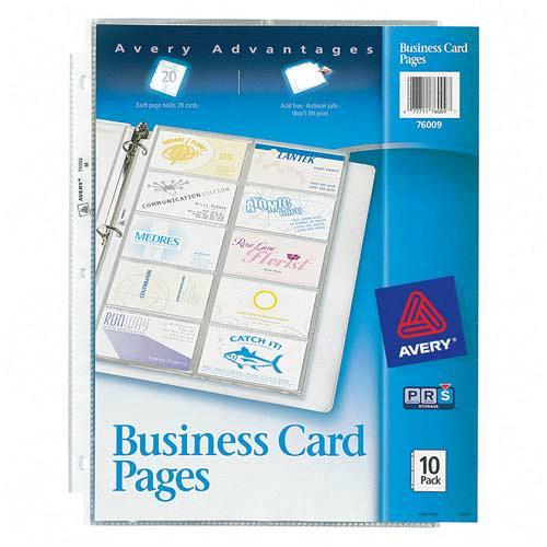 Untabbed Business Card Pages Avery Dennison 76009 AVE76009