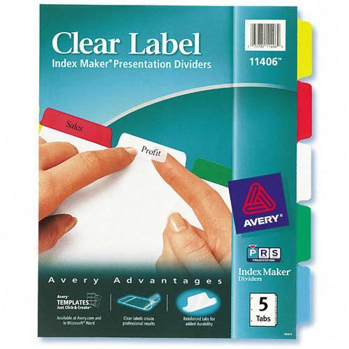 Index Maker Label Divider with Color Tabs Avery Dennison 11406 AVE11406