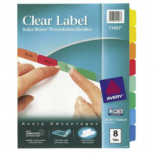 Index Maker White Divider with Color Tabs Avery Dennison 11407 AVE11407