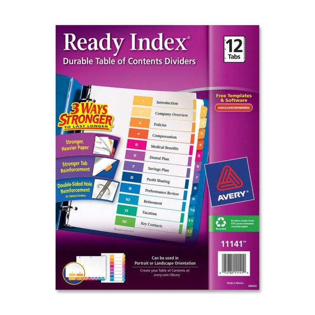 Avery Ready Index Table of Contents Reference Dividers 11141 AVE11141