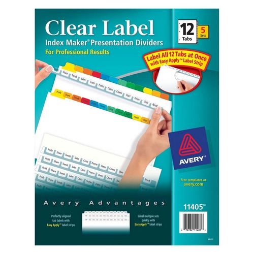 Avery Index Maker Punched Clear Label Tab Divider 11405 AVE11405