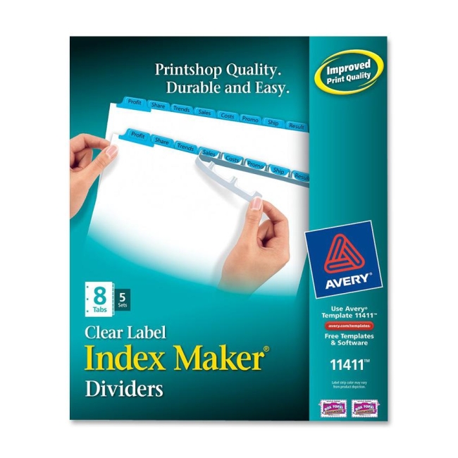 Avery Index Maker Punched Clear Label Tab Divider 11411 AVE11411