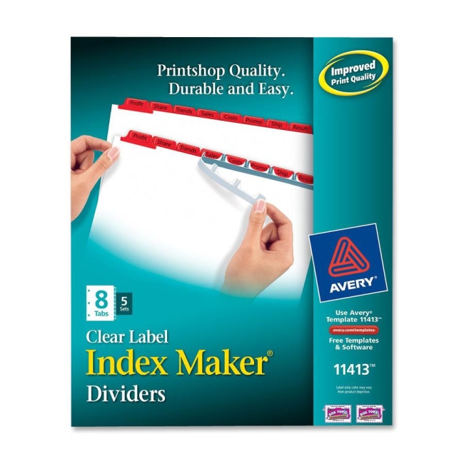 Avery Index Maker Punched Clear Label Tab Divider 11413 AVE11413