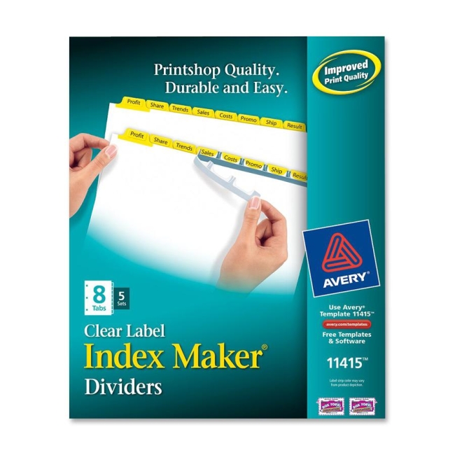Avery Index Maker Punched Clear Label Tab Divider 11415 AVE11415