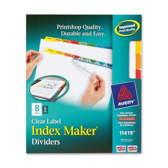 Avery Index Maker Punched Clear Label Tab Divider 11419 AVE11419