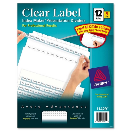 Avery Index Maker Clear Label Dividers w/ Tabs 11429 AVE11429