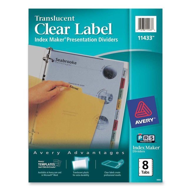 Avery Index Maker Translucent Clear Label Divider 11433 AVE11433