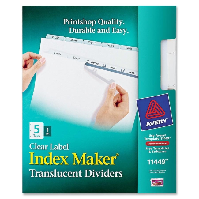 Avery Index Maker Translucent Clear Label Divider 11449 AVE11449