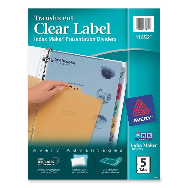 Avery Index Maker Translucent Clear Label Divider 11452 AVE11452