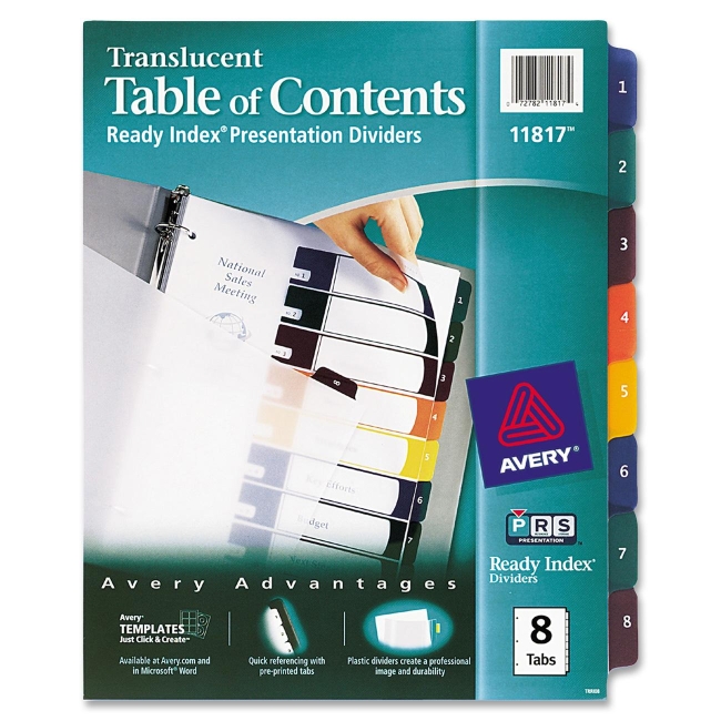 Avery Ready Index Translucent Table Of Content Dividers 11817 AVE11817