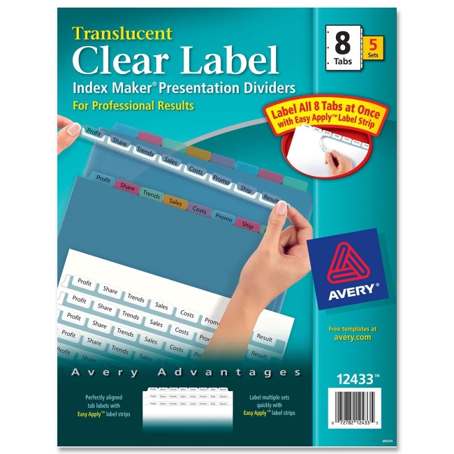Avery Index Maker Easy Apply Clear Label Divider 12433 AVE12433