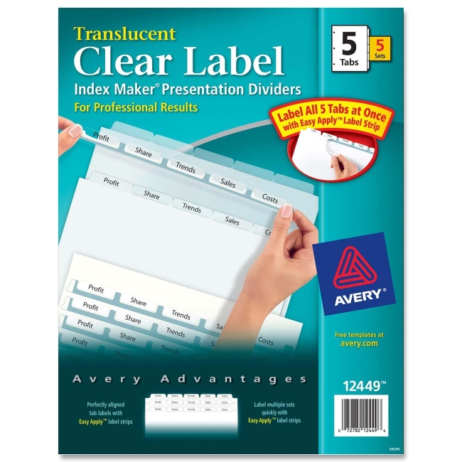 Avery Index Maker Easy Apply Clear Label Divider 12449 AVE12449