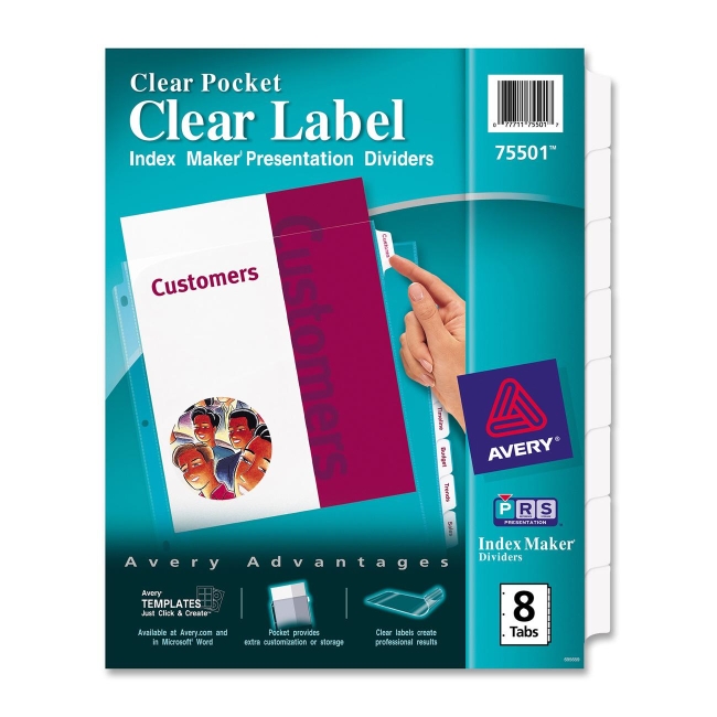Avery Index Maker Clear Pocket View Divider 75501 AVE75501