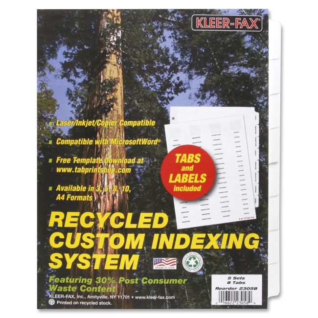Kleer-Fax HiTech Custom Indexing System 23058 KLF23058