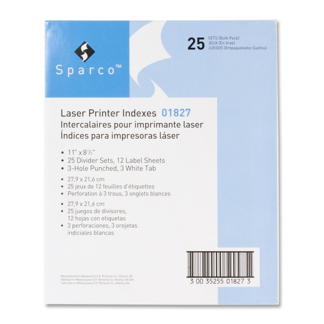 Sparco Punched Laser Index Divider 01827 SPR01827