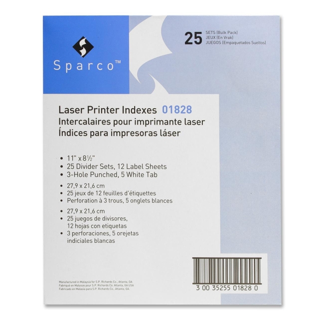 Sparco Punched Laser Index Divider 01828 SPR01828