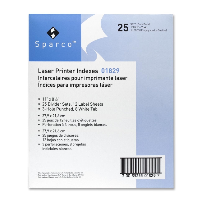 Sparco Punched Laser Index Divider 01829 SPR01829