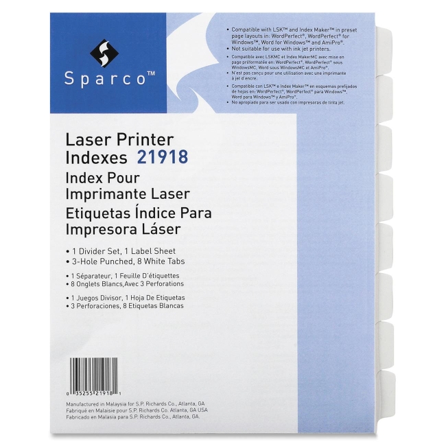 Sparco Punched Laser Tab Divider 21918 SPR21918