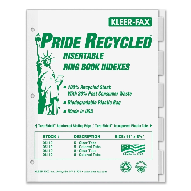 Kleer-Fax Recycled Insertable Ring Book Index 11005 KLF11005