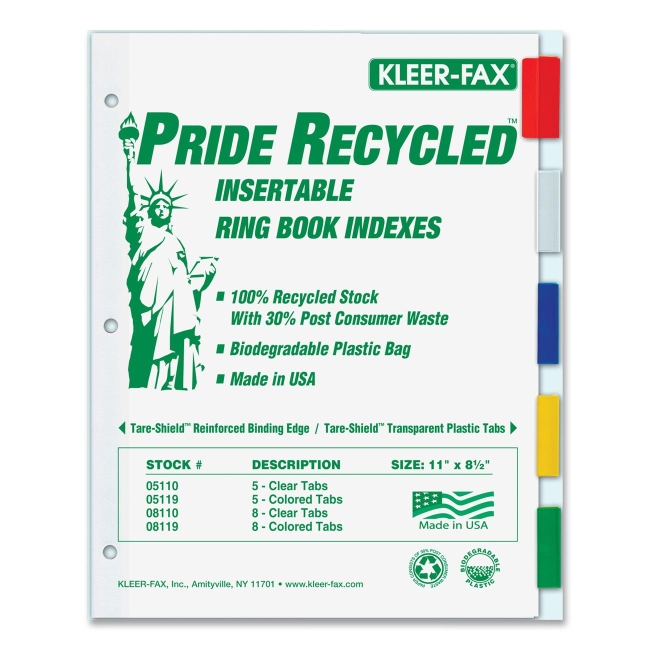 Kleer-Fax Pride Series 5-Tab Insertable Index 11905 KLF11905