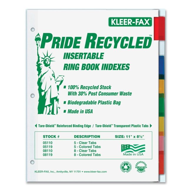 Kleer-Fax Pride Series 8-Tab Insertable Index 11908 KLF11908