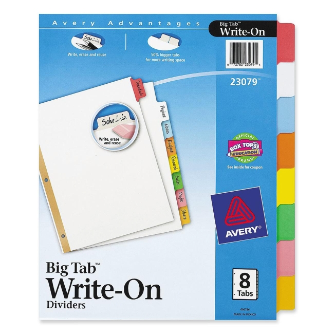 Avery Big Tab Write-On Divider with Erasable Tab 23079 AVE23079