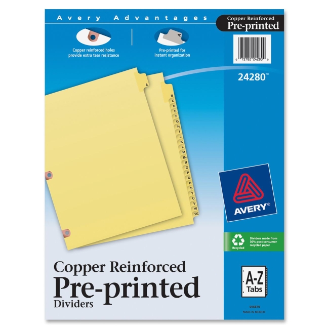 Avery A-Z Copper Reinforced Laminated Tab Divider 24280 AVE24280