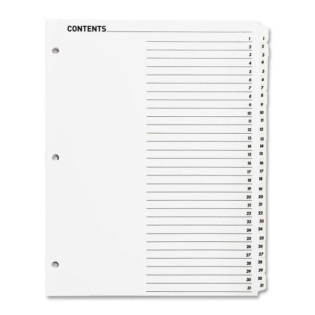 Sparco Table of Contents Index Divider 05859 SPR05859