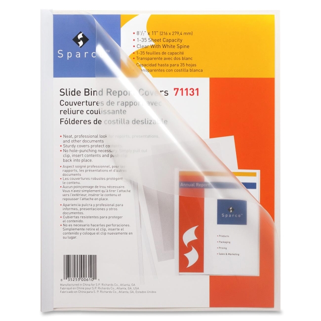 Sparco Slide Bind Transparent Report Covers 71131 SPR71131