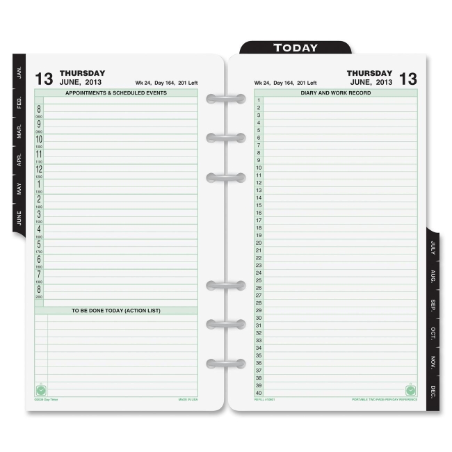 ACCO 2 Pages Daily Planner Refill 10801 DTM10801