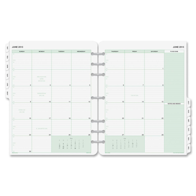 ACCO Monthly Calendar Refill 87329 DTM87329