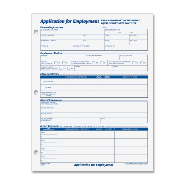 TOPS Employment Application Form 32851 TOP32851