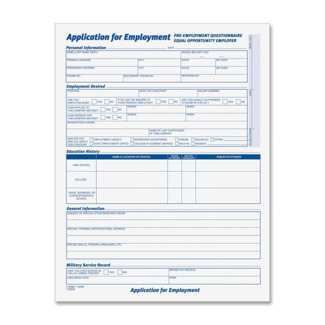 TOPS Employment Application Form 32851 TOP32851