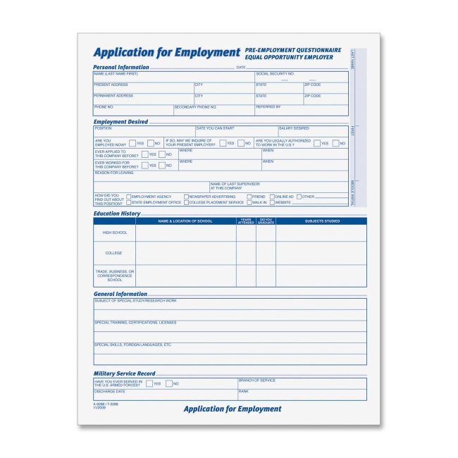 TOPS Comprehensive Employment Application Form 3288 TOP3288