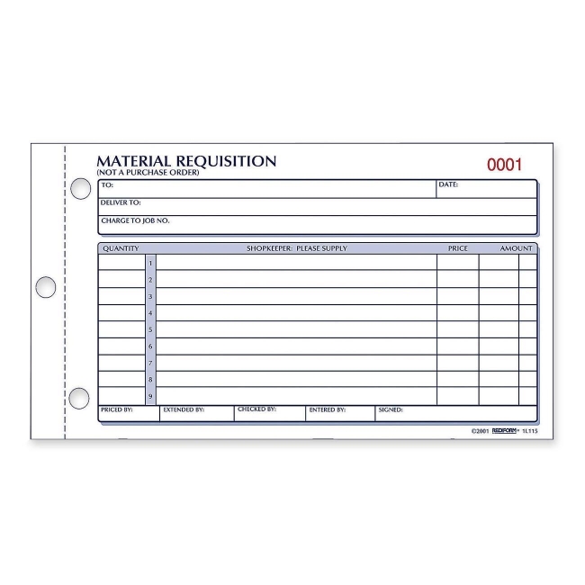 Rediform Material Requisition Purchasing Form 1L114 RED1L114