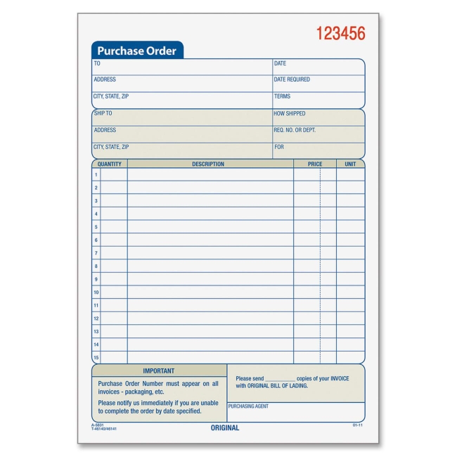 TOPS Purchase Order Book 46140 TOP46140