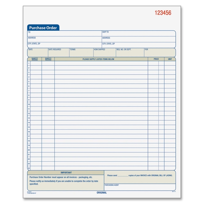 TOPS Purchase Order Book 46146 TOP46146