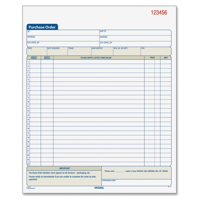 TOPS Purchase Order Book 46147 TOP46147