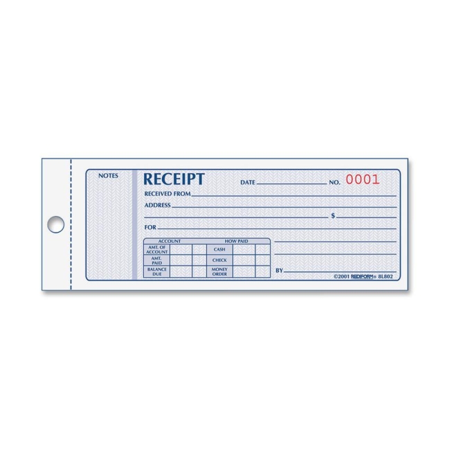 Rediform Money Receipt Collection Forms 8L802 RED8L802