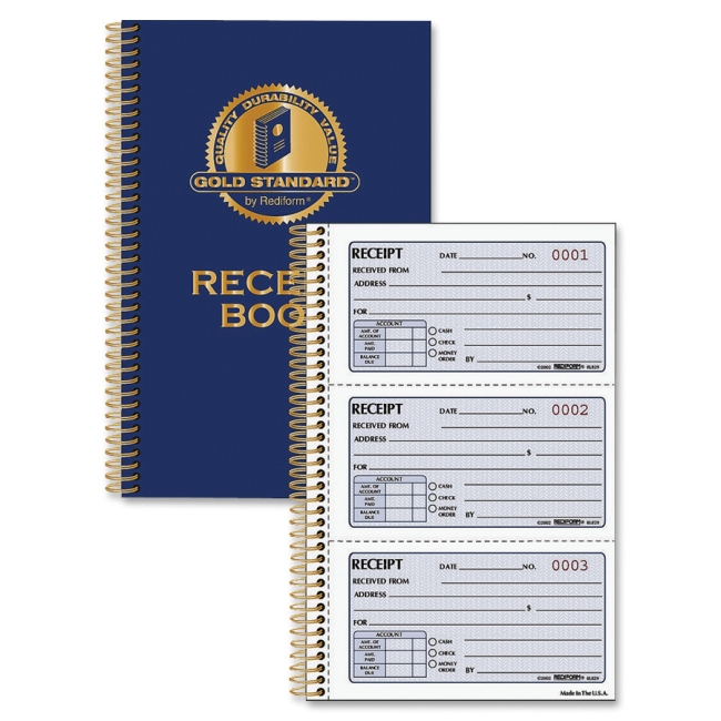 Gold Standard Receipt Book Rediform 8L829 RED8L829