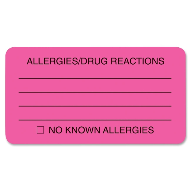 Tabbies Allergy/Drug Reaction Label 01730 TAB01730 MAP1730