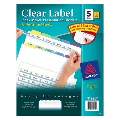 Avery 5-Colored Tabs Presentation Dividers 11990 AVE11990