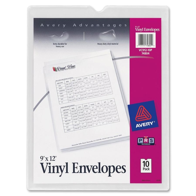 Avery Top Thumb Notch Vinyl Envelopes 74804 AVE74804