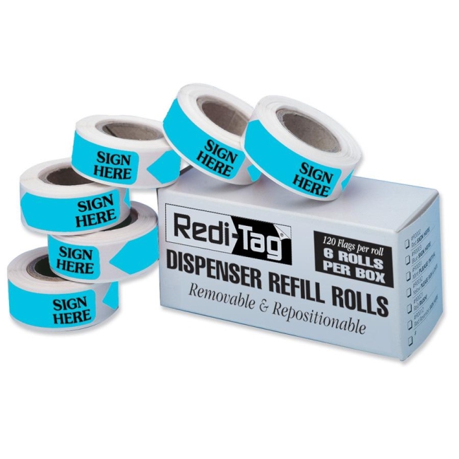Redi-Tag Removable Sign Here Flag Refills 91003 RTG91003