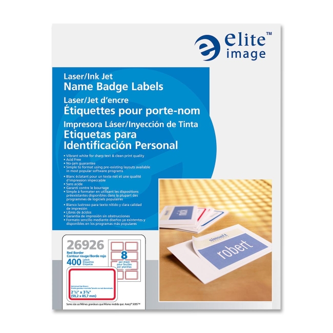 Elite Image Laser/Inkjet Name Badge Label 26926 ELI26926