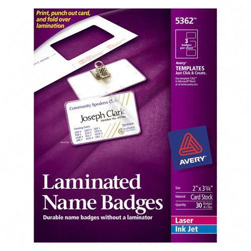 Avery Laminated Name Badge Kit 5362 AVE5362